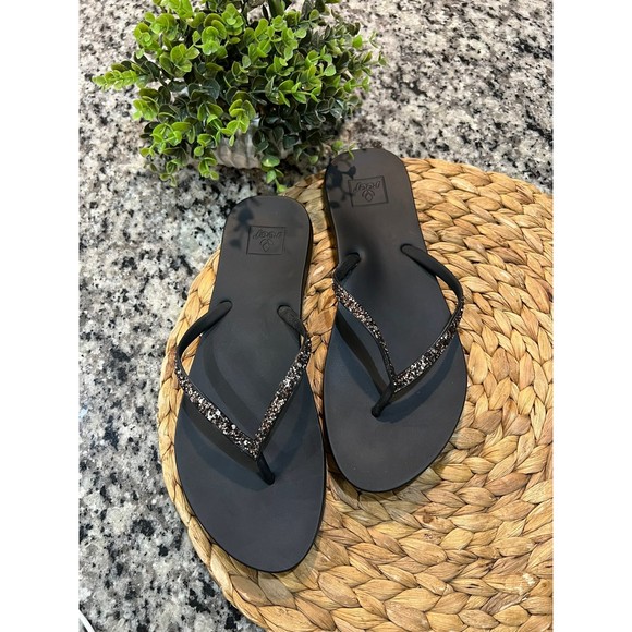 Reef Shoes Reef Black Glitter Flip Flops Size 8 Poshmark